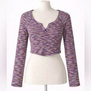 BDG Urban Outfitters Waffle Knit Thermal Crop Top Retro Y2K